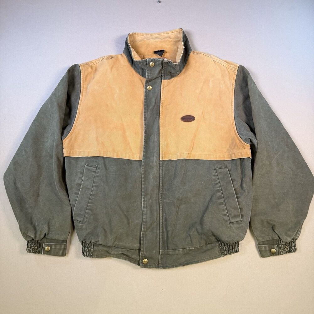 VTG Browning Sportsman Jacket Made in Canada XL Canvas Green & Tan Chore Work